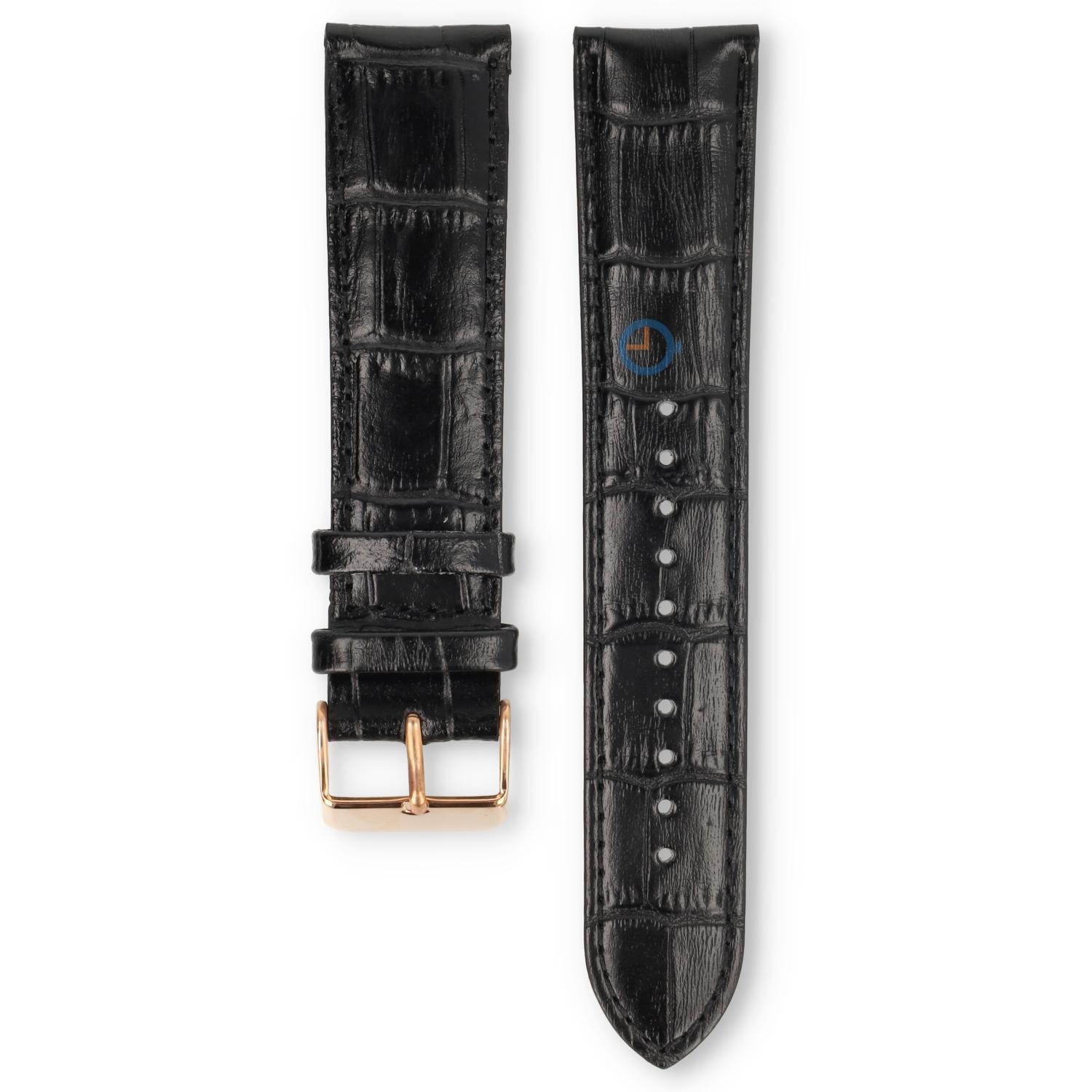 Universal 22mm schwarzes Leder Uhrenarmband - Lorus