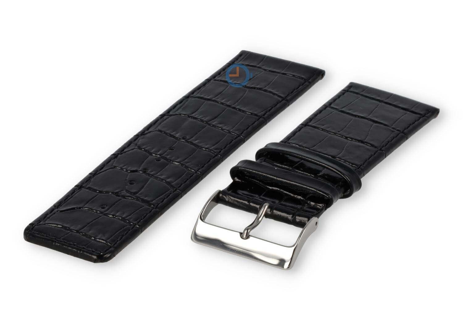 Luxus Kroko Uhrenarmband - 30mm - schwarz