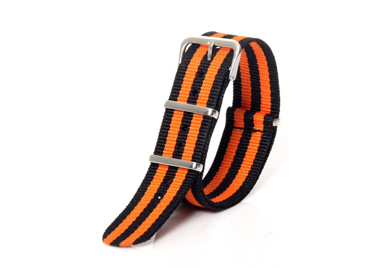 Uhrenarmband 22mm orange/schwarz Nylon