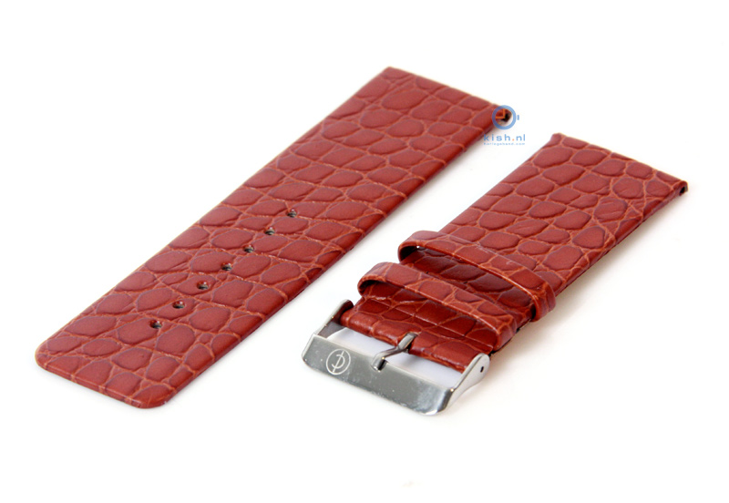 Uhrenarmband 28mm hellbraun Leder mit Kroko - Druck
