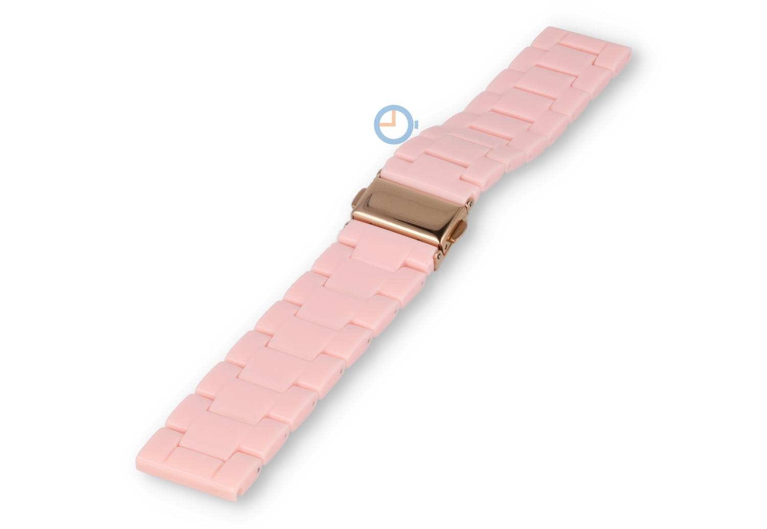 Uhrenarmband 20mm Kunststoff hellrosa - roségoldenen Schließe