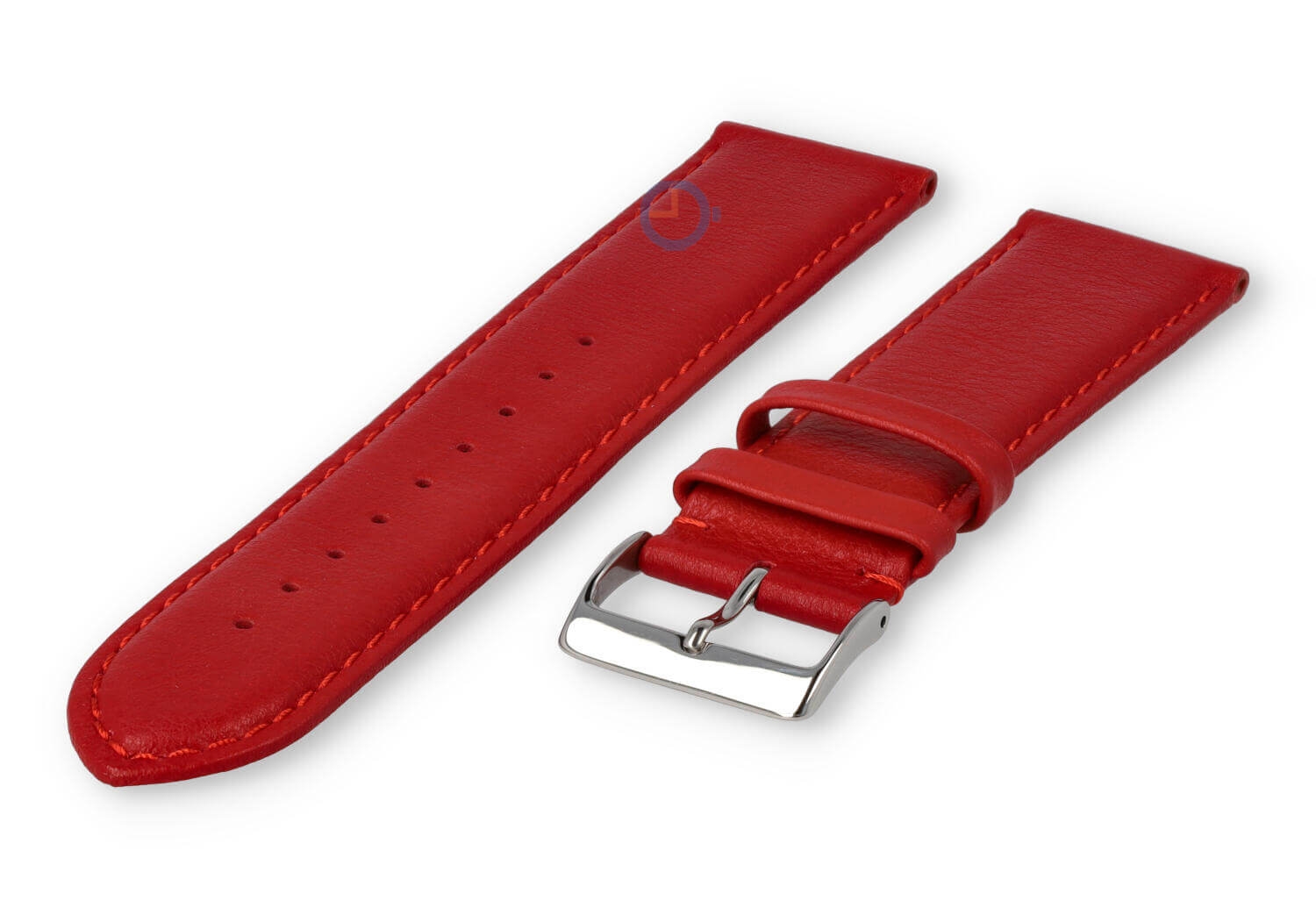 22mm Lederband mit Naht - Hellrot