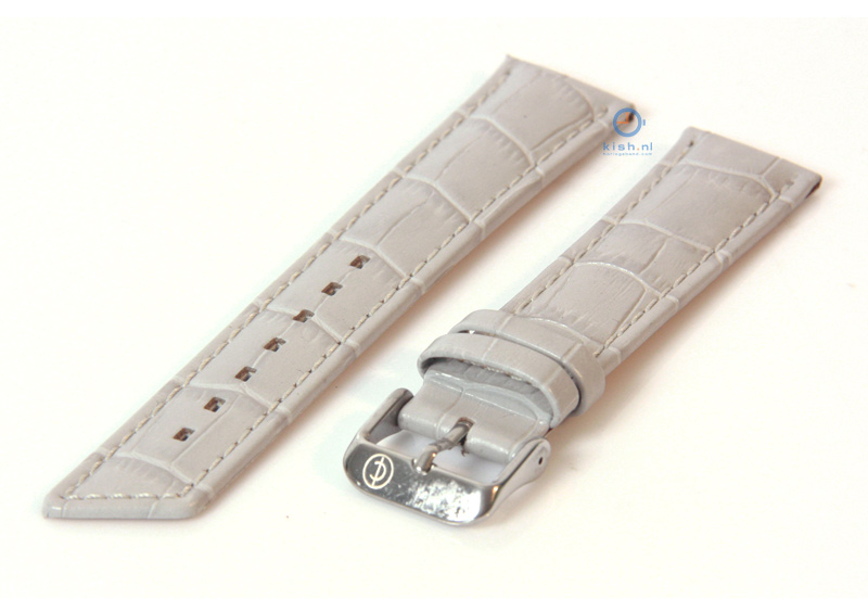 Uhrenarmband 22mm hellgrau Leder mit Kroko - Druck