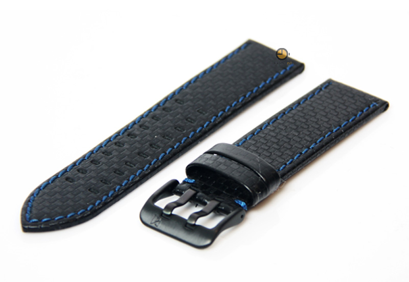 Uhrenarmband 22mm Schwarz Leder mit Pigmentdruck