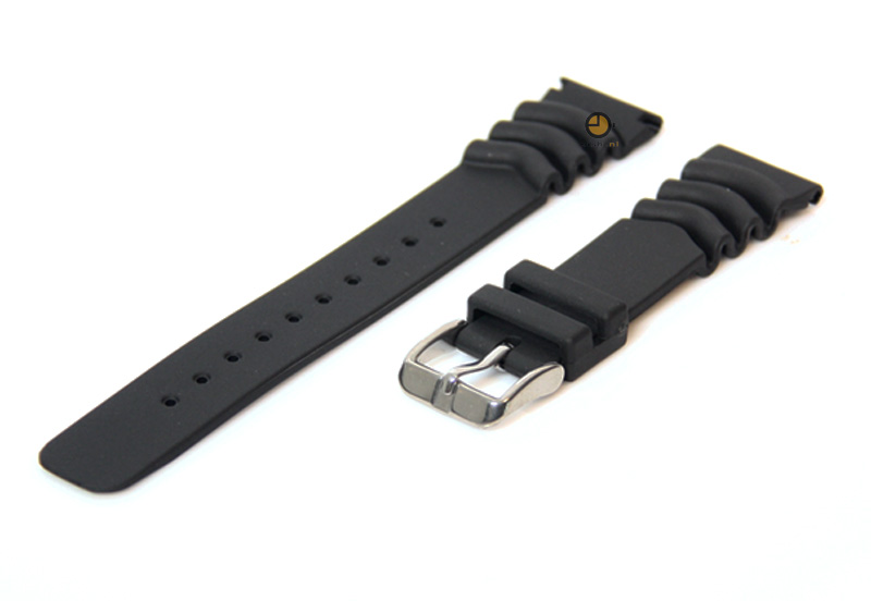 Uhrenarmband 16mm Schwarz Kautschuk