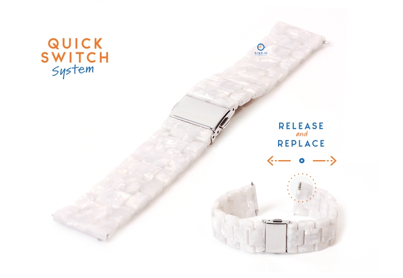 20mm resin Uhrenarmband - Perle weiß