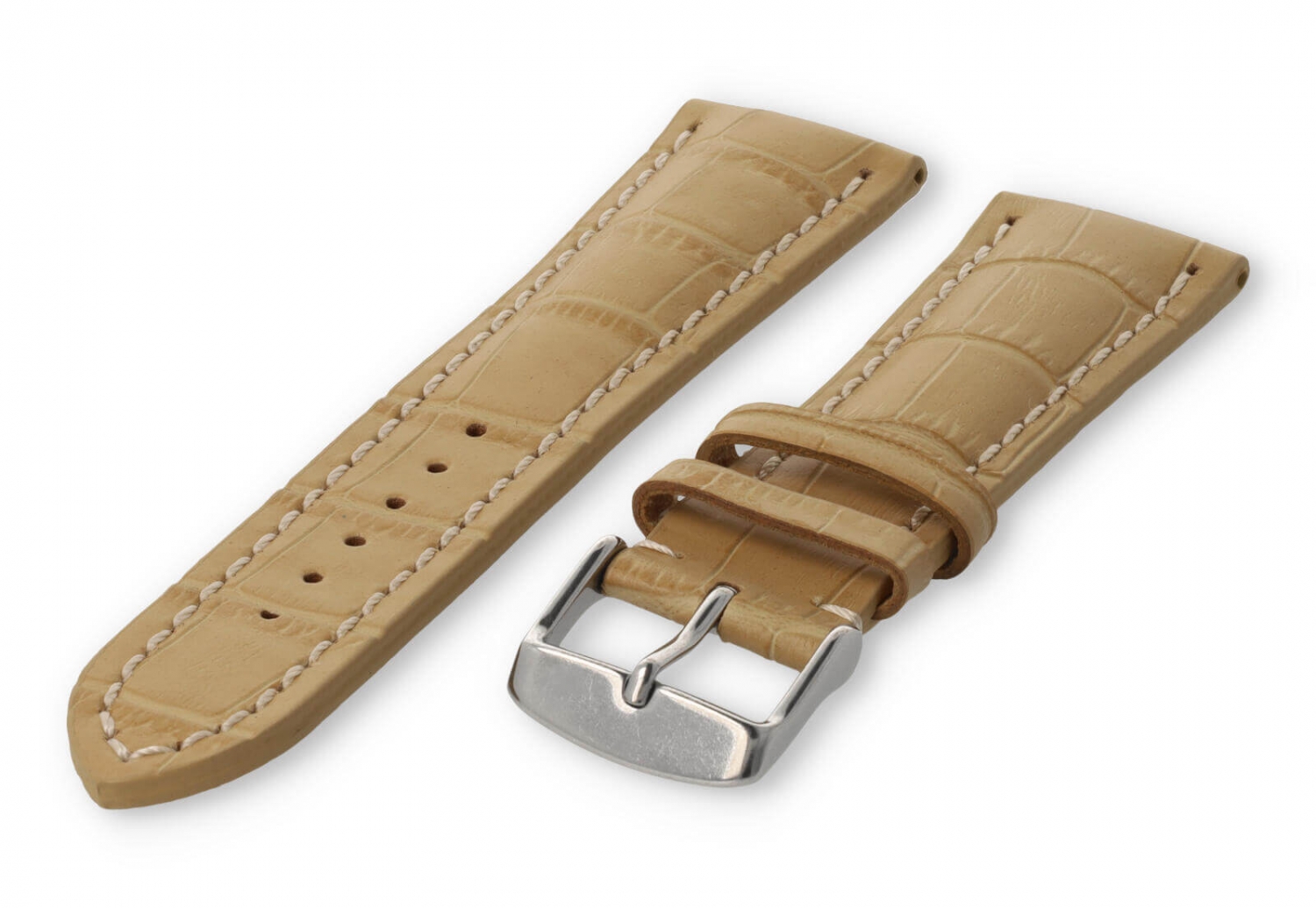 Uhrenarmband mit krokoprint 20mm sandfarbiges Leder