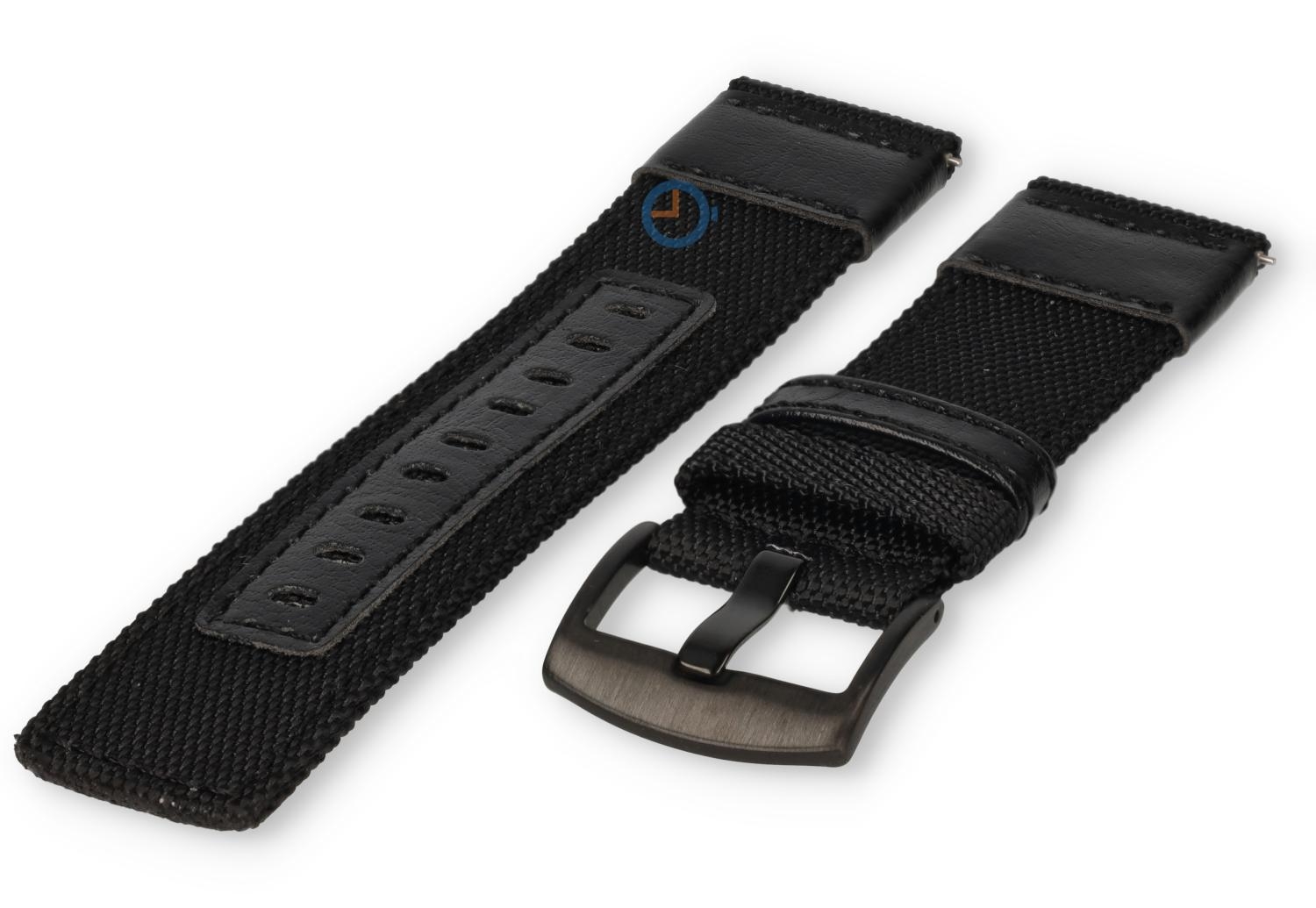 Hybrid-Armband - Nylon/Leder - 20mm schwarz