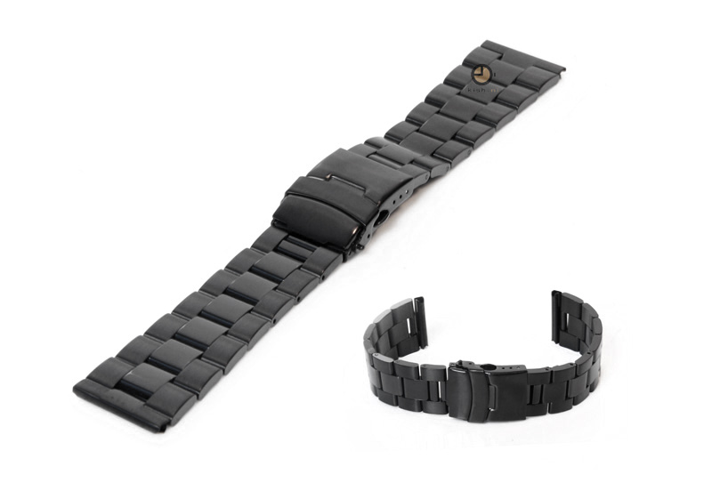 Uhrenarmband 24mm Schwarz Stahl poliert (teilweise)