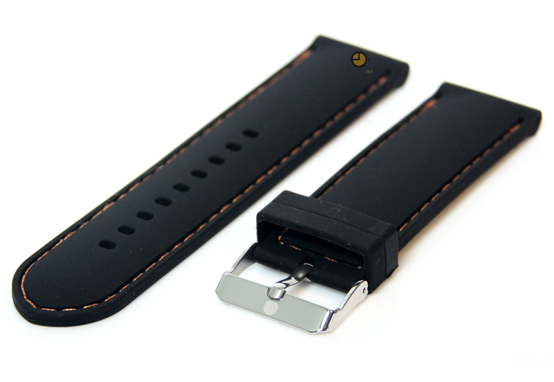 Uhrenarmband 22mm Silikon Schwarz/Orange