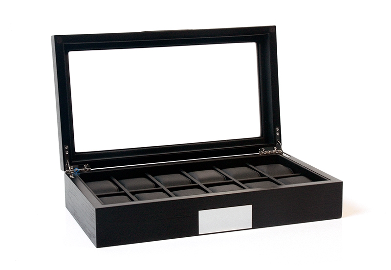 Design Uhrenbox für 12 Uhren- Mattschwarz