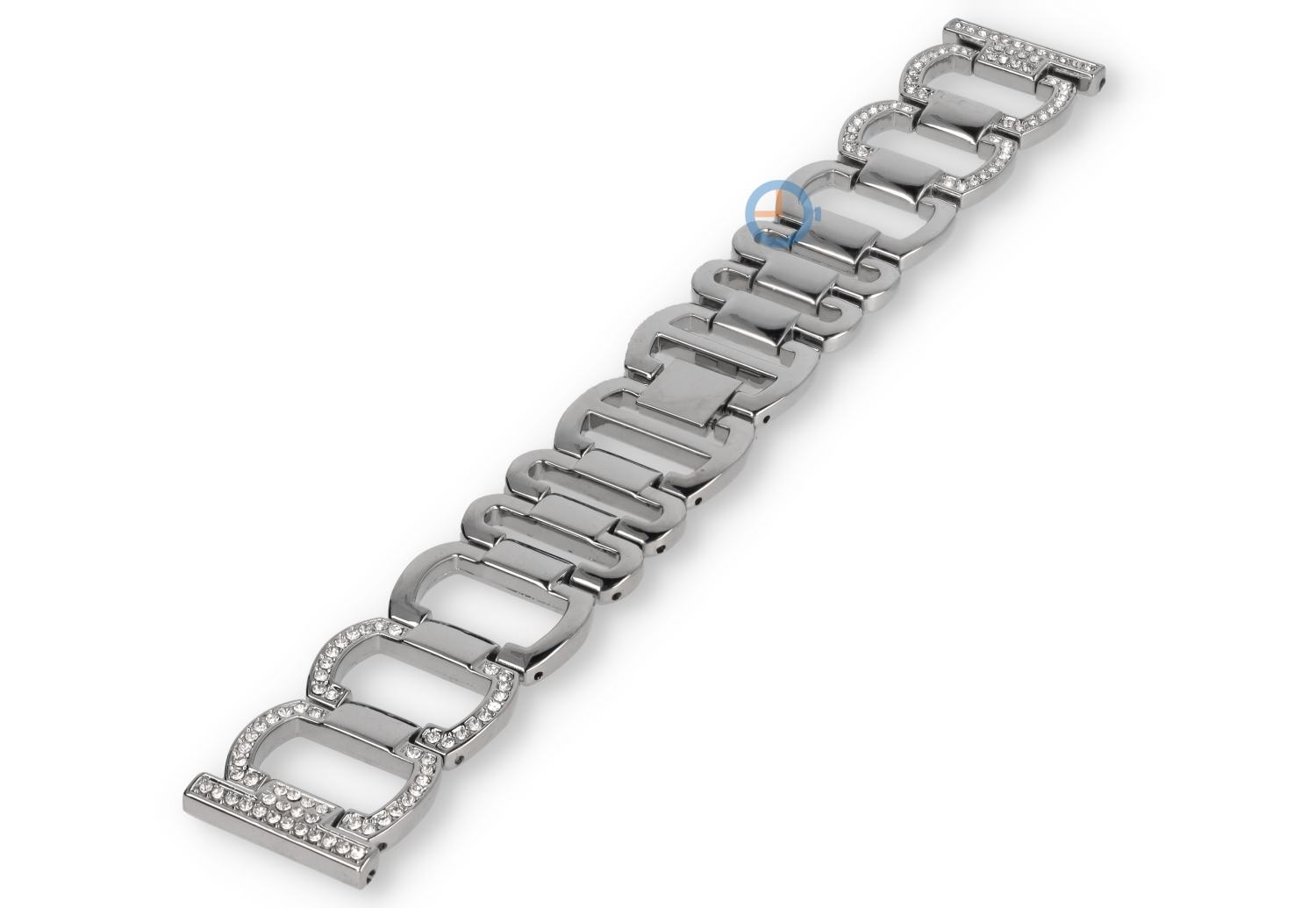 Elegantes silberfarbigen Stahl Band mit Steinchen - 22mm