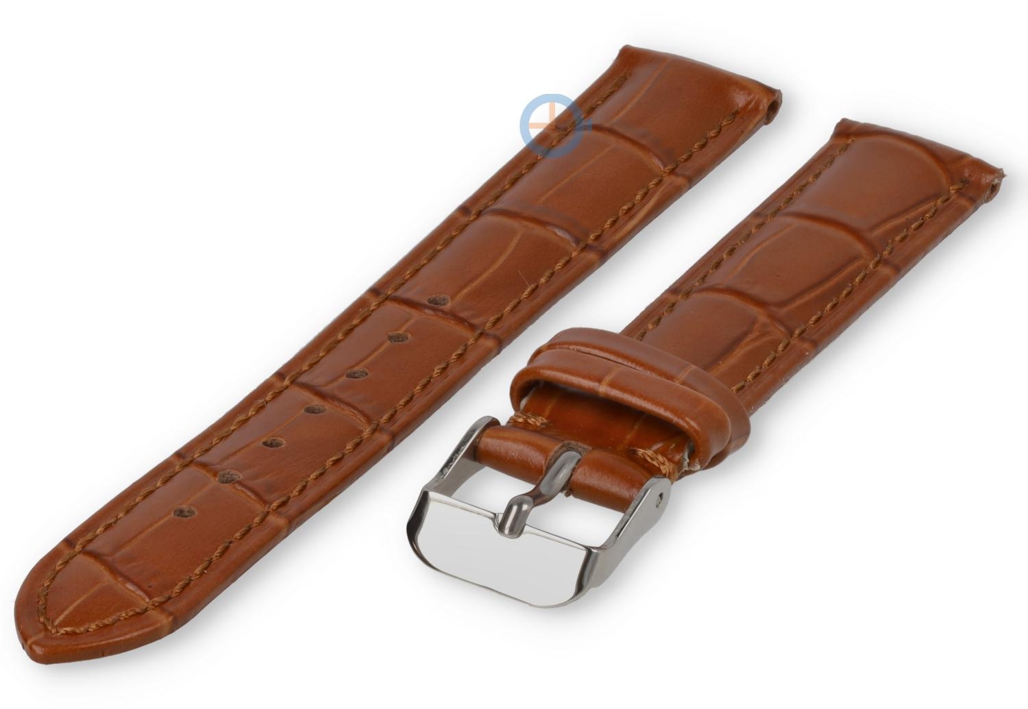 Uhrenarmband 17mm - Kroko Leder cognacbraun