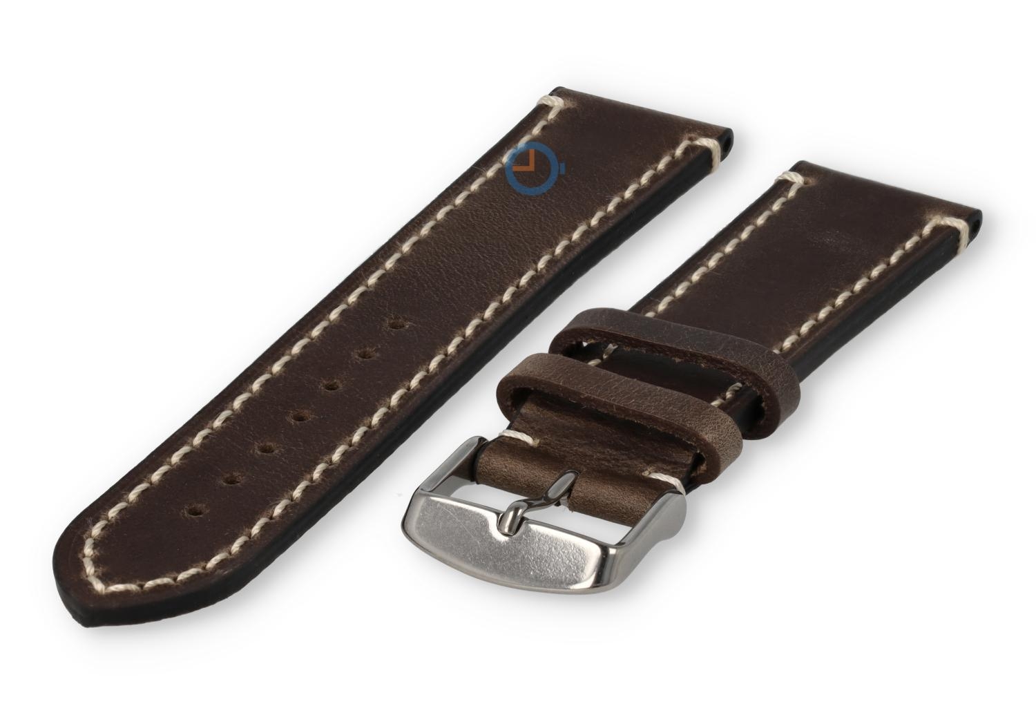 Stabiles Vintage Uhrenarmband 24mm - Dunkelbraun