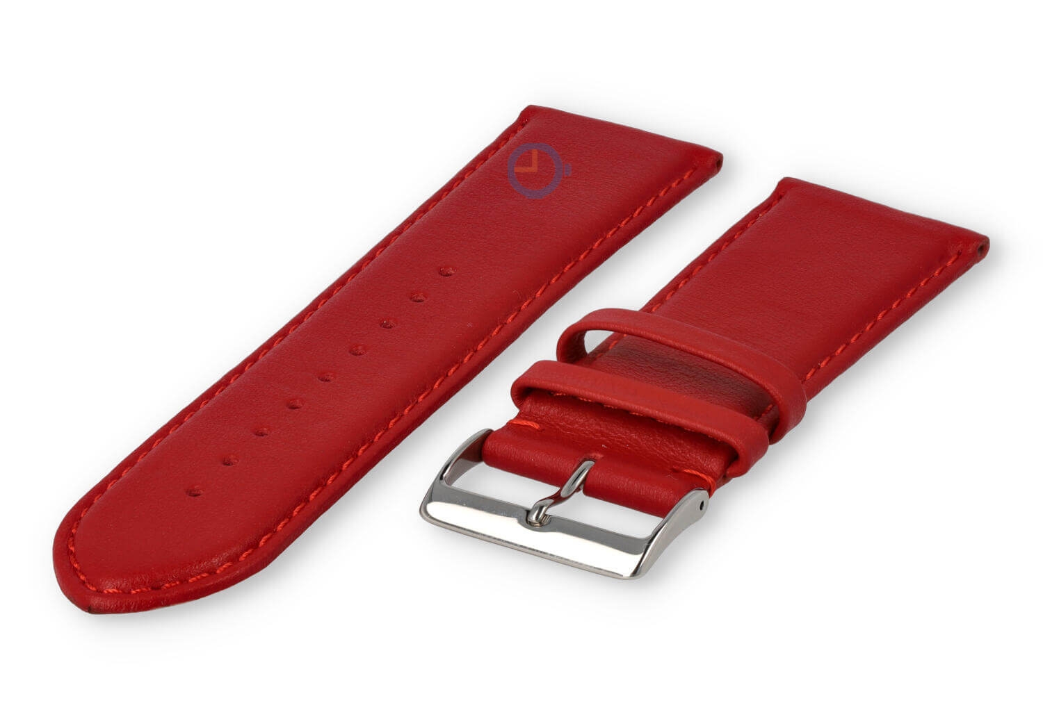 28mm Uhrenarmband glatt Leder - dunkelrot
