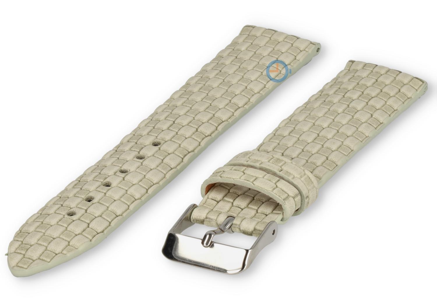 Gewebtes Leder Uhrenarmband - 20mm - beige