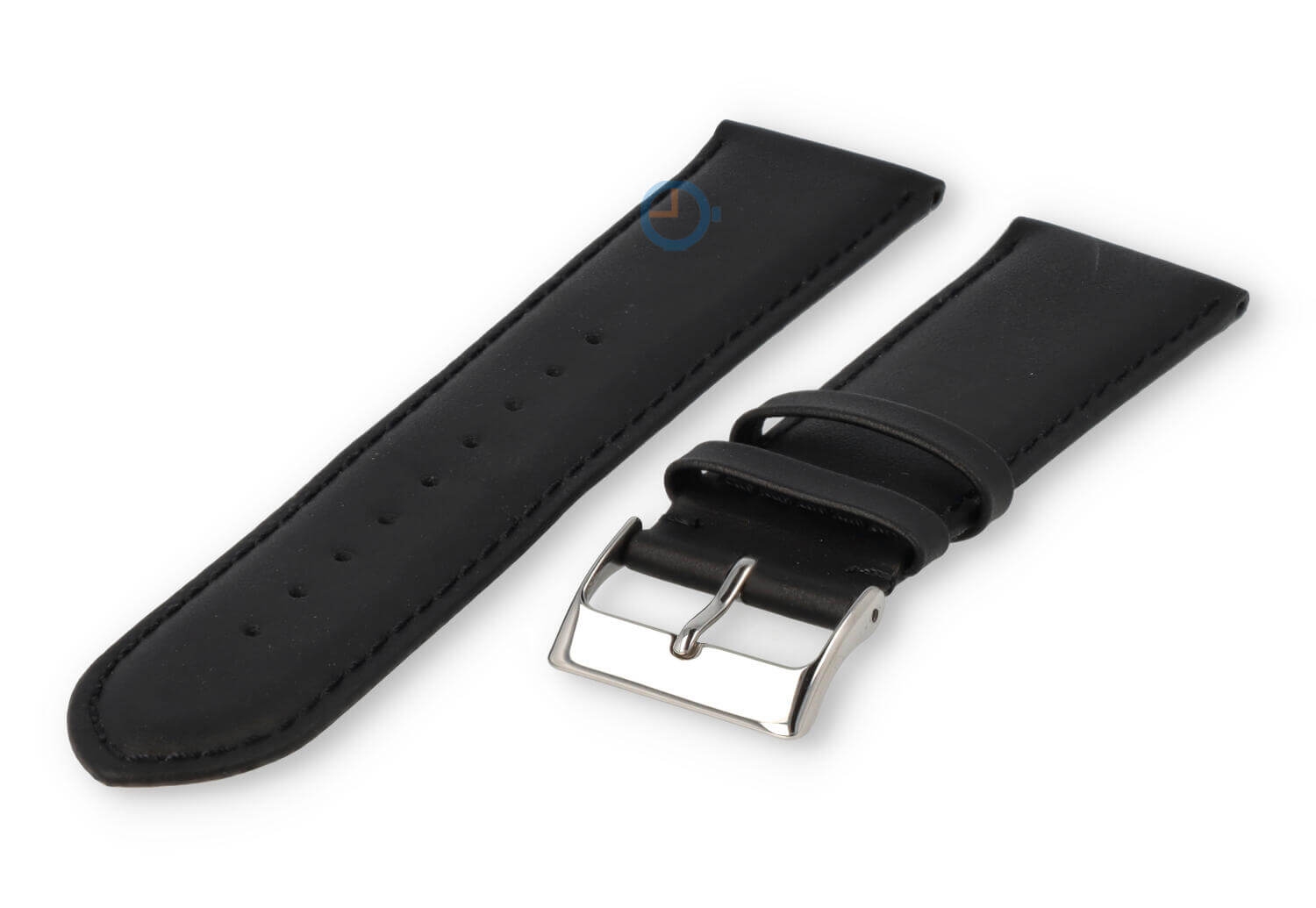 24mm Uhrenarmband glatt Leder - schwarz