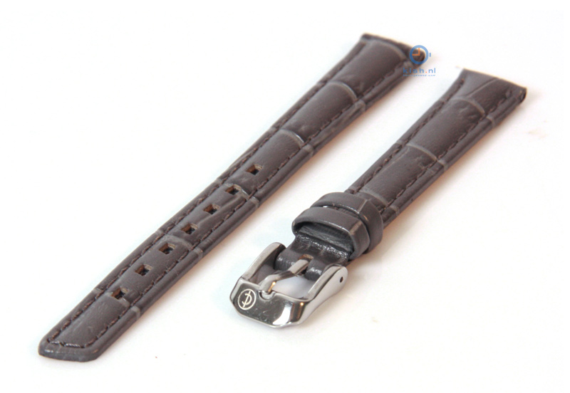 Uhrenarmband 14mm dunkelgrau Leder mit Kroko - Druck