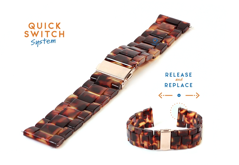 20mm resin Uhrenarmband - turtle braun