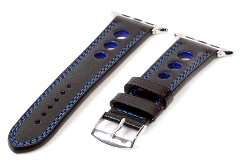 Apple Uhrenarmband Racing schwarz mit blauen Nähten - 44/45/46/49mm