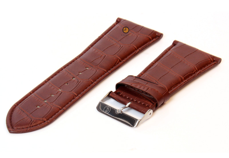 Uhrenarmband 32mm Braun Leder mit Kroko - Druck