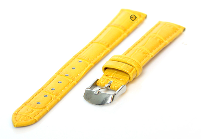 Uhrenarmband 16mm Gelb Leder mit Kroko - Druck