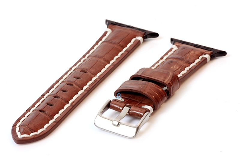 Apple Uhrenarmband echtes Krokodil Leder braun - 44/45/46/49mm