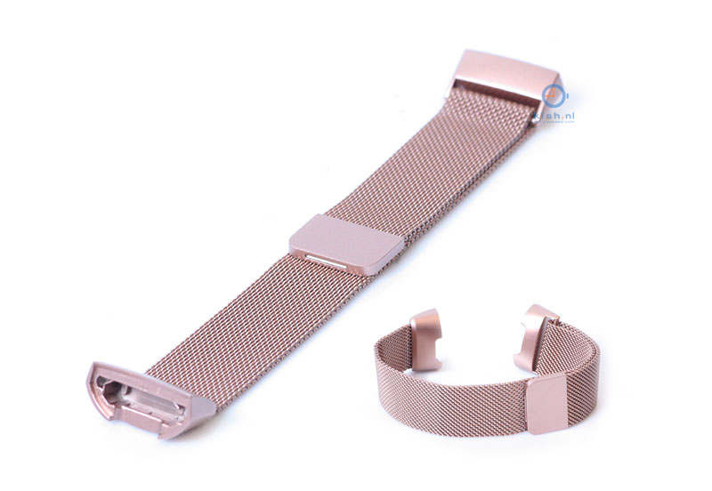 Ersatzarmband fÃ¼r Fitbit Charge 3 Edelstahl Milanaise rosa