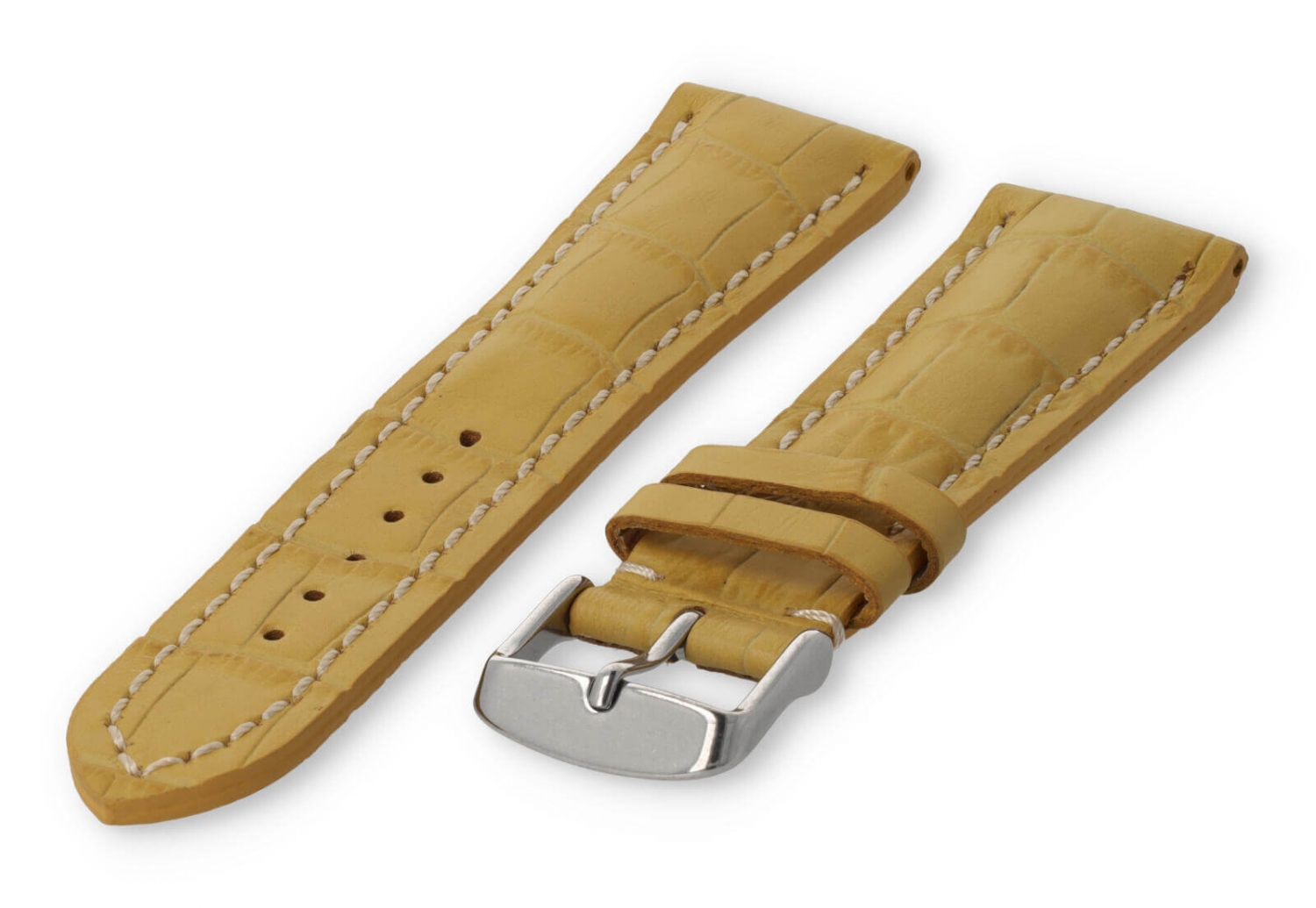 Uhrenarmband mit krokoprint 24mm gelbes Leder