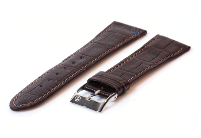 Uhrenarmband 18mm dunkelbraun Kalbsleder mit Kroko - Druck