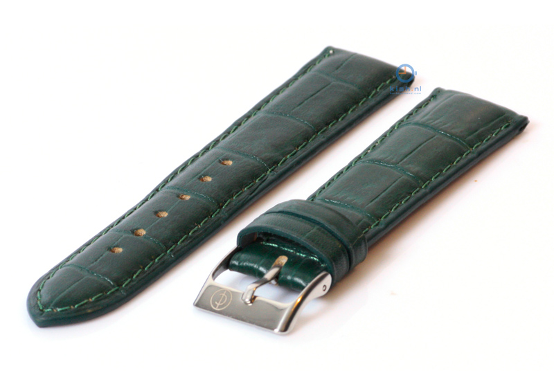 Uhrenarmband 20mm grün Leder mit Kroko - Druck