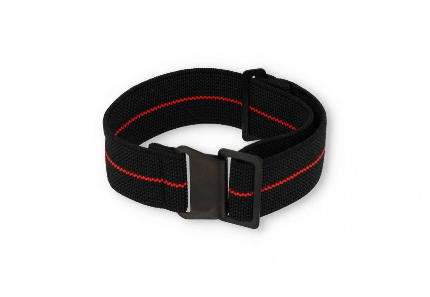 Elastische horlogeband 20mm nylon zwart - rood