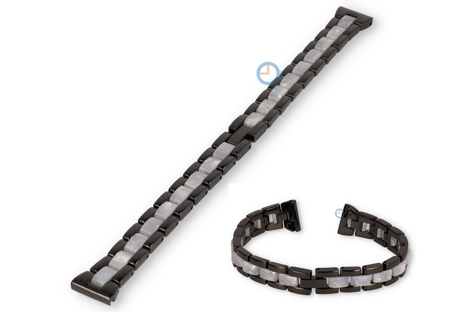 14mm Stahl Band mit Marmor-Look - black/white