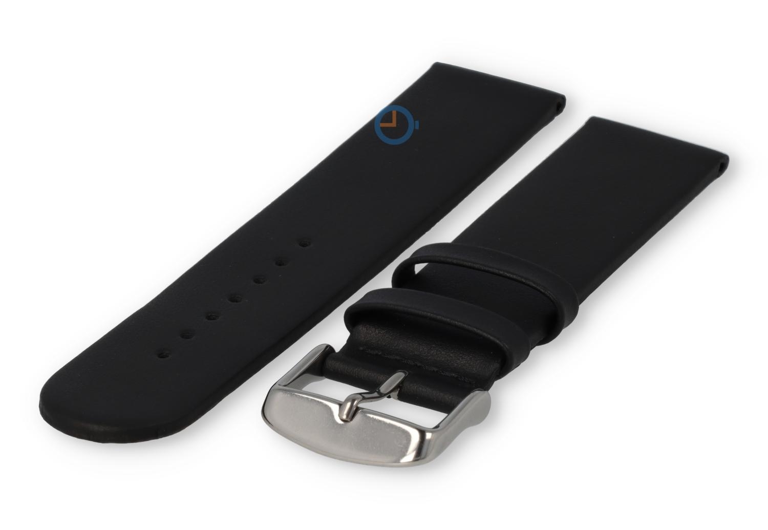 Uhrenarmband 22mm schwarz Leder nahtlos