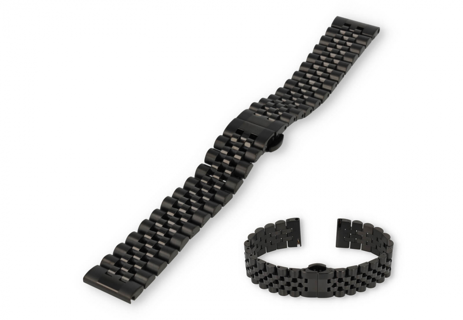Uhrenarmband 18mm Stahl schwarz - teil poliert