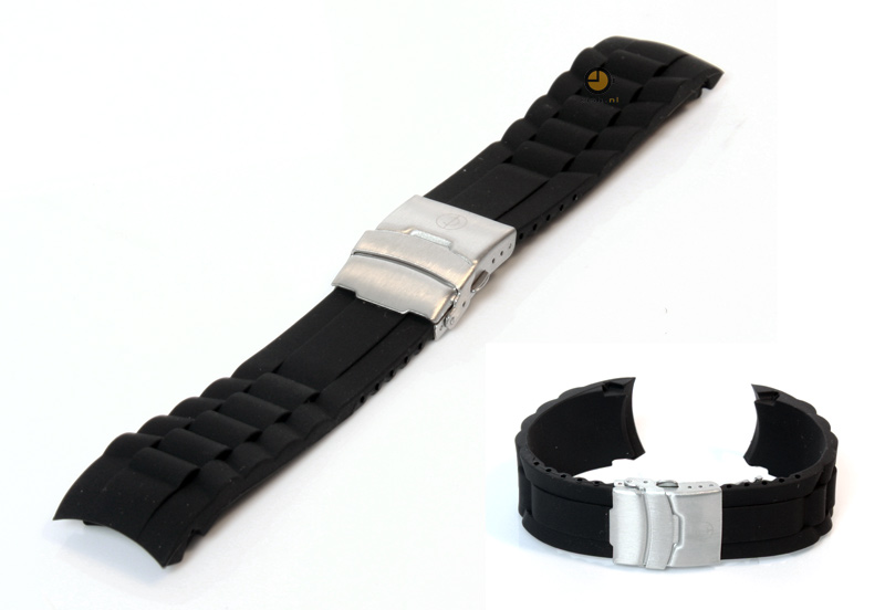 Silikon Rolex - stil Uhrenarmband 24mm Schwarz