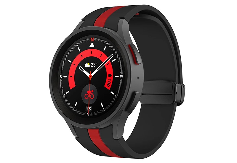 Samsung Galaxy Watch 5 Band - schwarz/rot - Magnetschließe