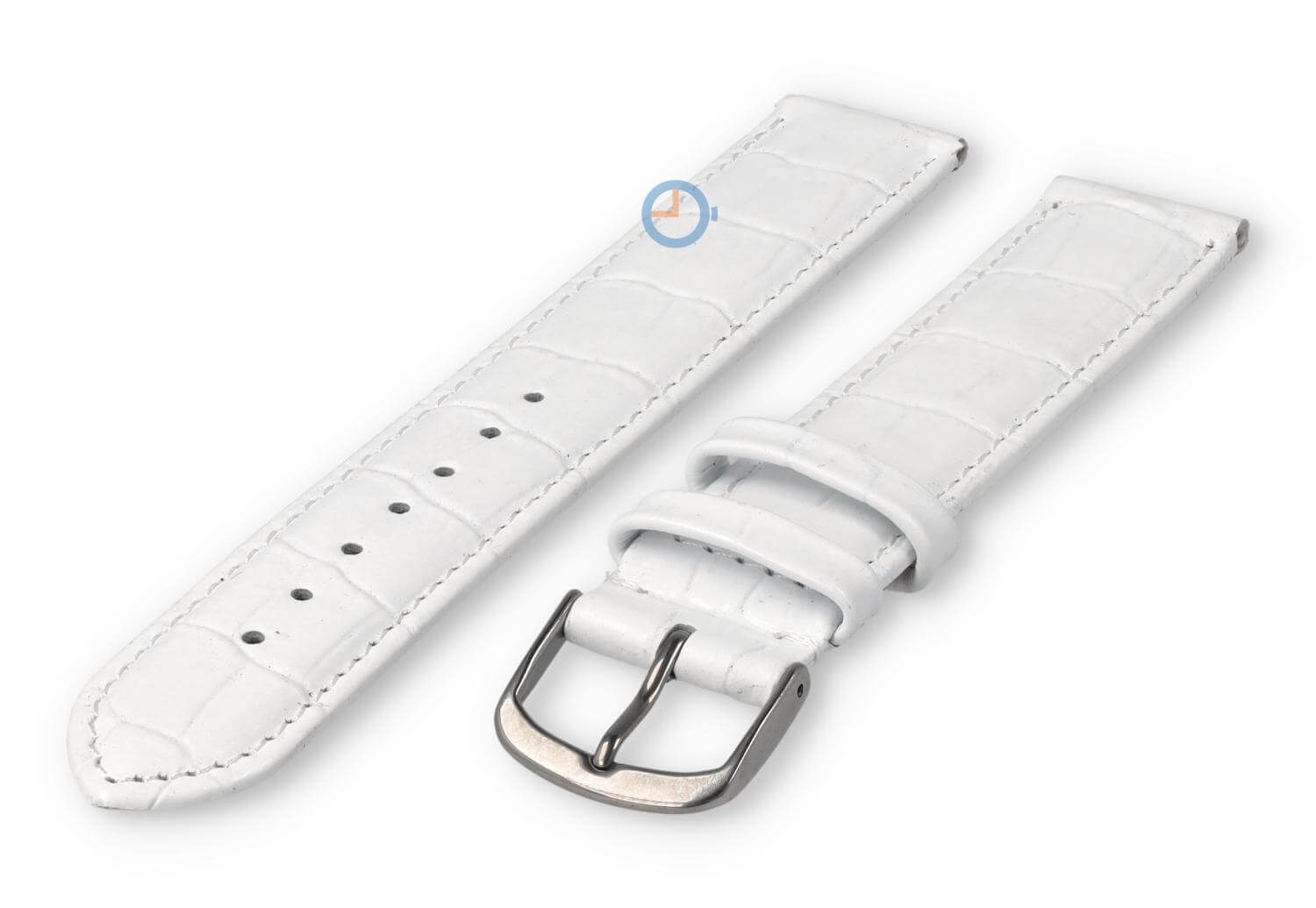 Krokoleder Extra langes Uhrenarmband - 18mm - weiß