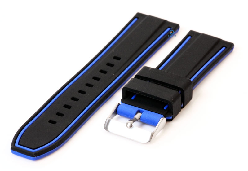 Silikon Uhrenarmbänder 26mm schwarz/blau (umdrehbar)