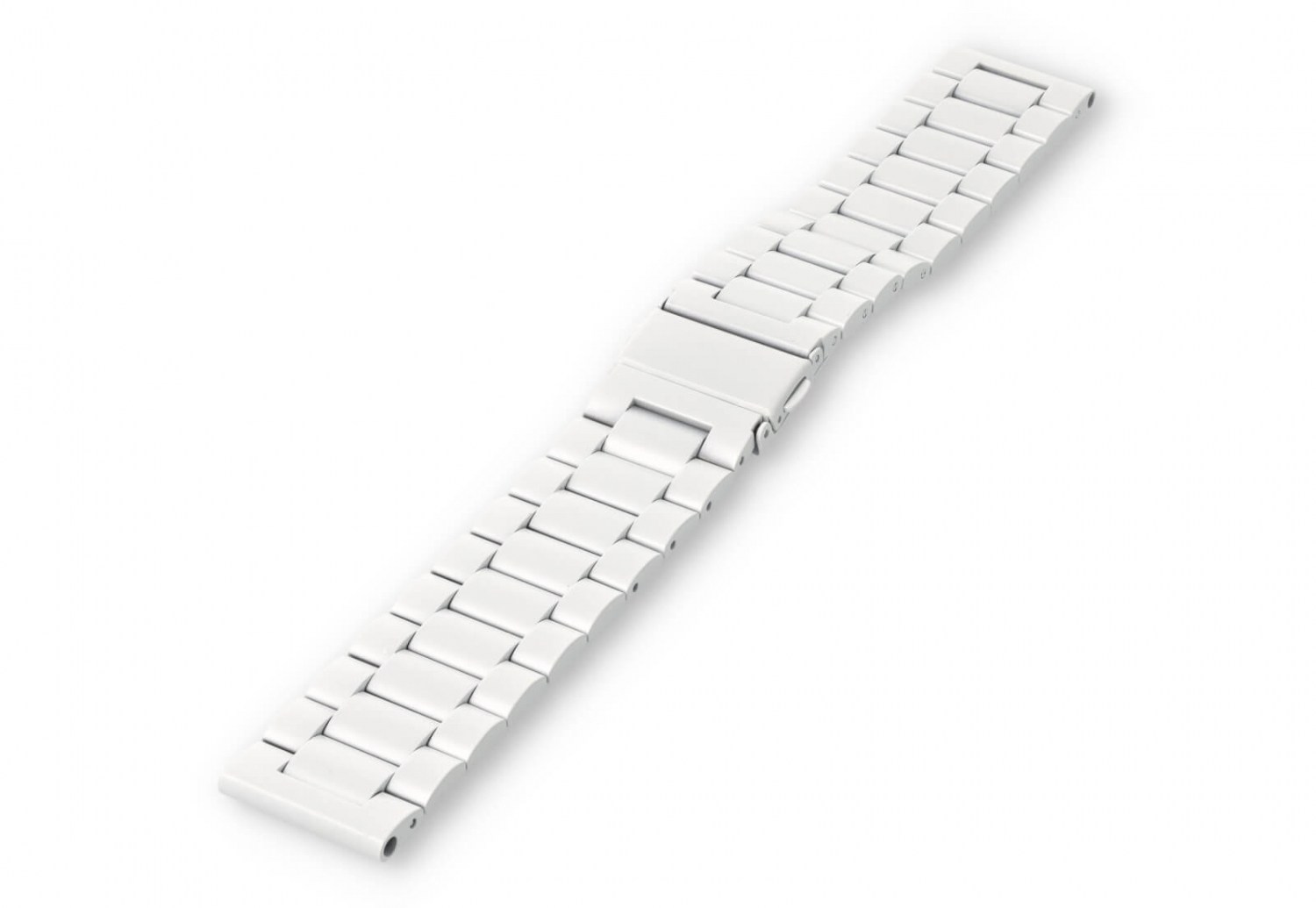 Horlogeband 24mm mat staal - wit