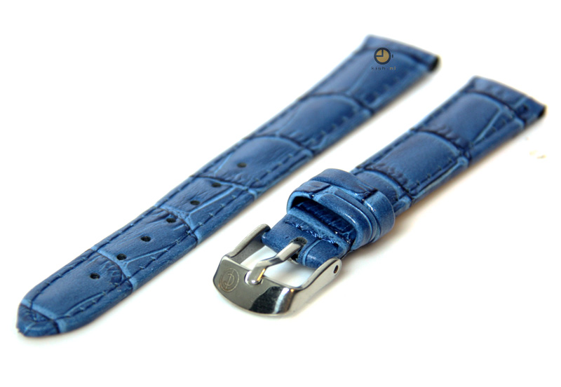 Uhrenarmband 12mm Blau Leder mit Kroko - Druck