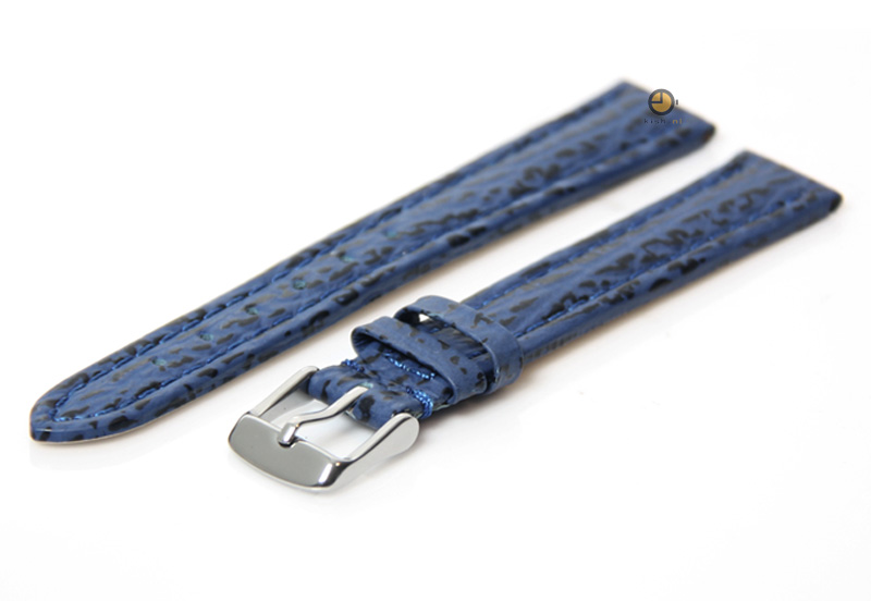 Uhrenarmband 16mm Blau Leder mit Hai - Druck