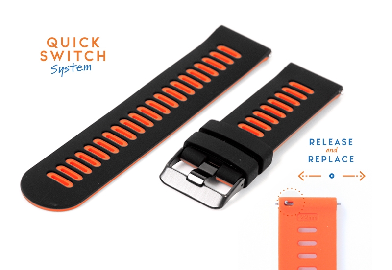 Silikon 20mm Uhrenarmband - schwarz/orange