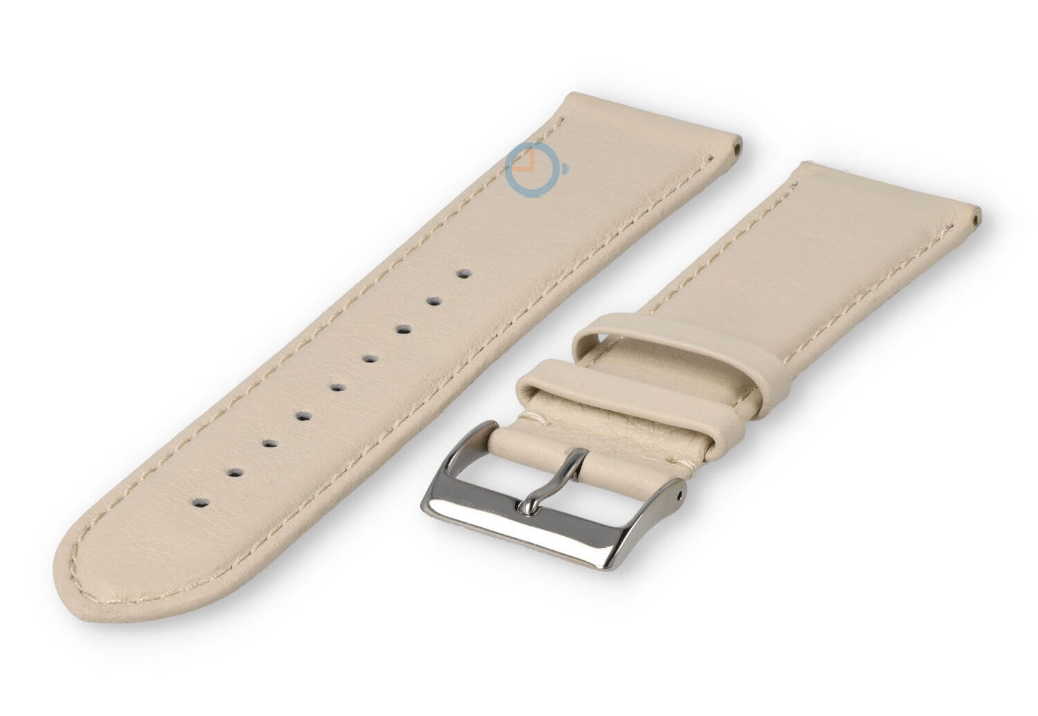 22mm Lederband mit Naht - creme