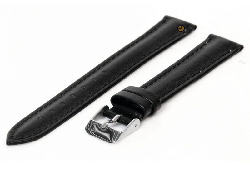 Uhrenarmband 16mm Schwarz Kalbsleder