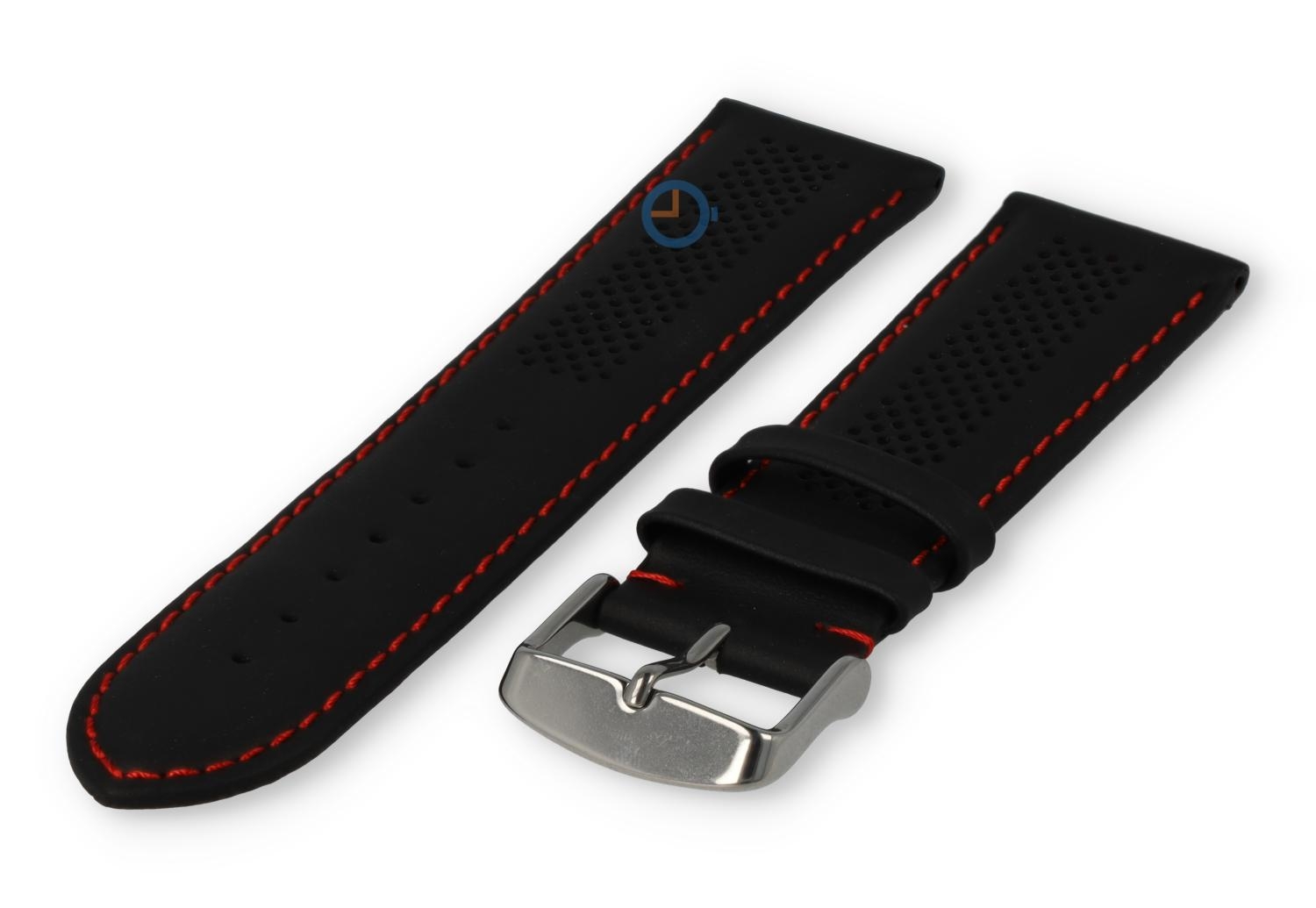24mm hybrid Band - schwarz mit rot