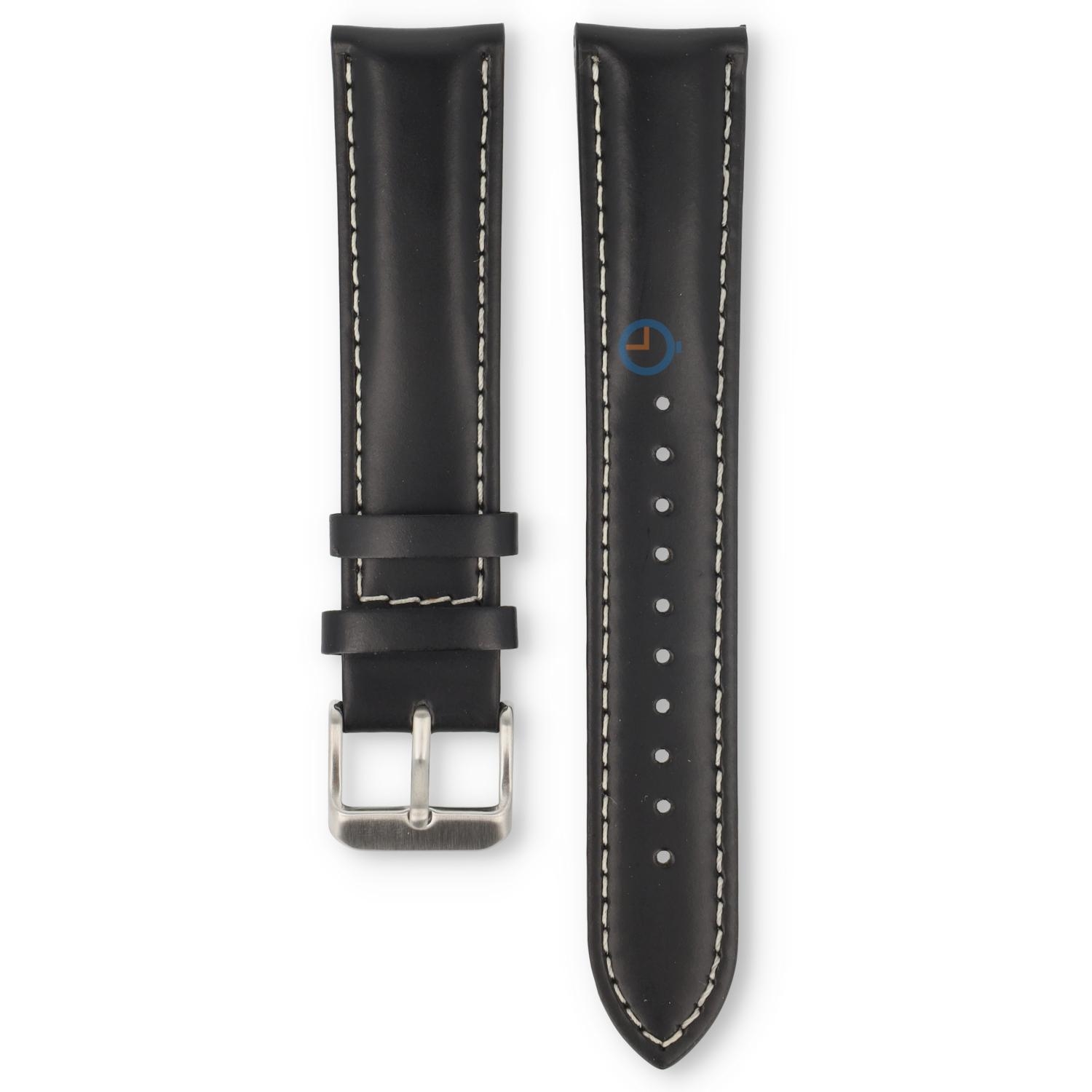 Universal 20mm schwarzes Leder Band mit weiße Naht