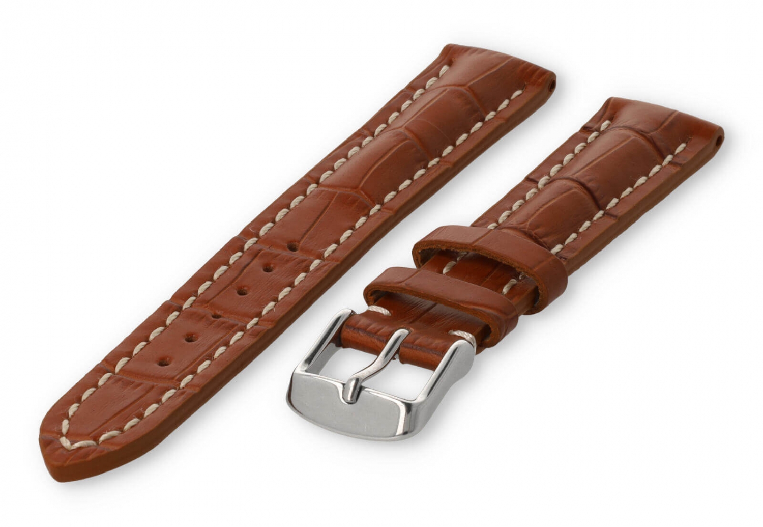Uhrenarmband mit krokoprint 18mm hellbraunes Leder