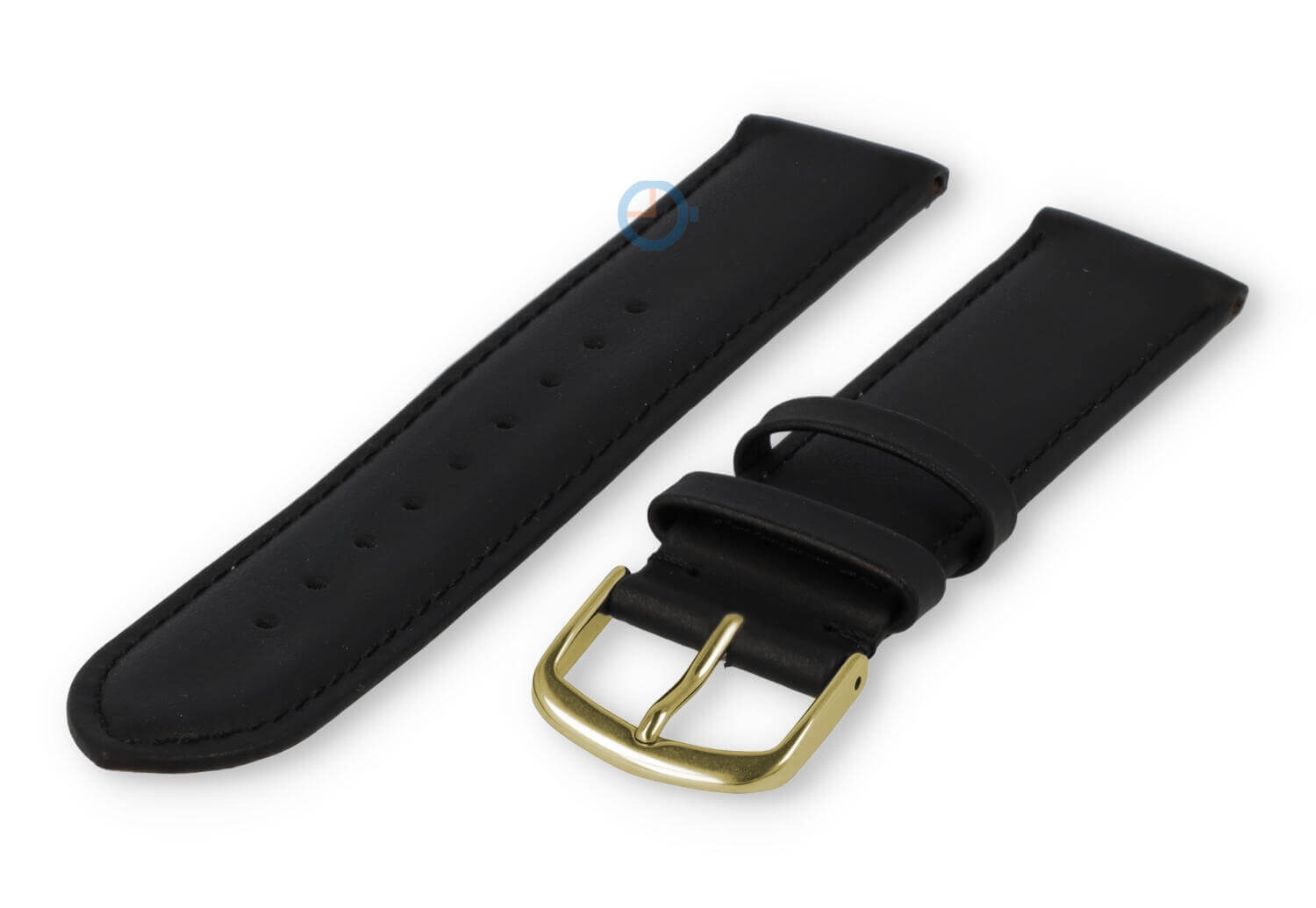 18mm Lederband mit Naht - schwarz/gold