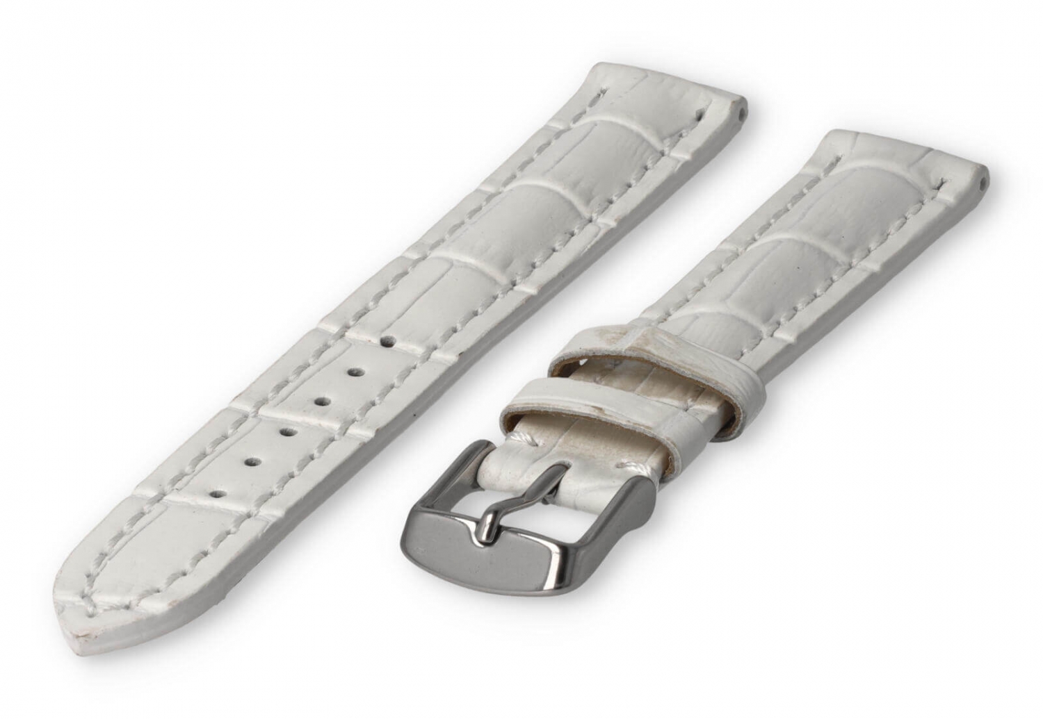 Uhrenarmband mit krokoprint 18mm weißes Leder